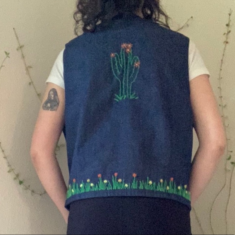Western Embroidered Cactus Vest